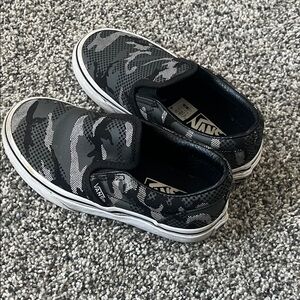 Vans Kids Black and Gray Camo Sneakers